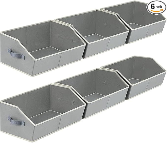 Homsorout Large Storage Bins Baskets - 6 Pack Closet Storage Cubes, Fabric Baskets for Organizing, Cube Organizer Bins with Handles, Foldable Boxes for Clothes, Towels, Grey