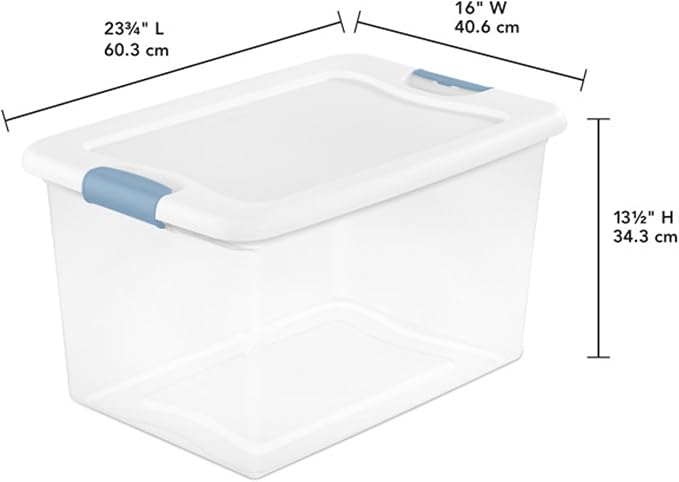 Sterilite 12 Pack Latching Box, Under Bed Storage Bins with Lids, Clear Plastic, 64 Quart - Heavy-Duty Organizing Containers for Closet, Bathroom, and Office | Heavy-Duty and Stackable Plastic Containers with Latches for Closet, Cabinet, Bedroom, Bathr...