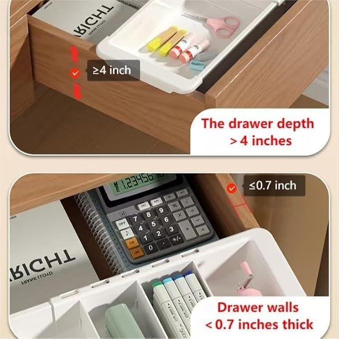 2 PCS Sliding Drawer Tray with Adjustable Dividers | Expandable Kitchen Storage Organizer, Sliding Drawer Bin, Expandable Drawer Organizer Trays For Utensils, Flatware, Junks