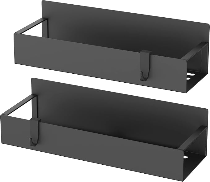 HuggieGems 2 Pack Magnetic Spice Storage Rack Organizer for Refrigerator and Oven, Black Fridge Organizers and Storage
