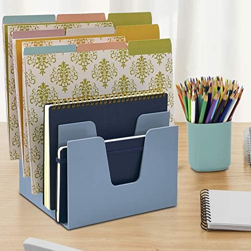 Acrimet 5 Section Incline File Sorter Organizer, Desktop Mail Holder, Blue | Durable Plastic, Space-saving Design, Easy Document Access, Ideal for Office, Home and School Use