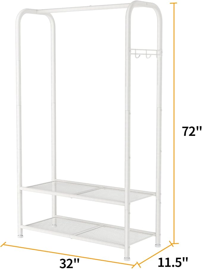 SINGAYE Wardrobe Standing Closet Clothing Rack With Shelf Hanging Clothes | Wardrobe Open Compact Small Metal Garment Hanger Stand Alone Free Standing Black Closet Rack Storage Organizer Heavy Duty