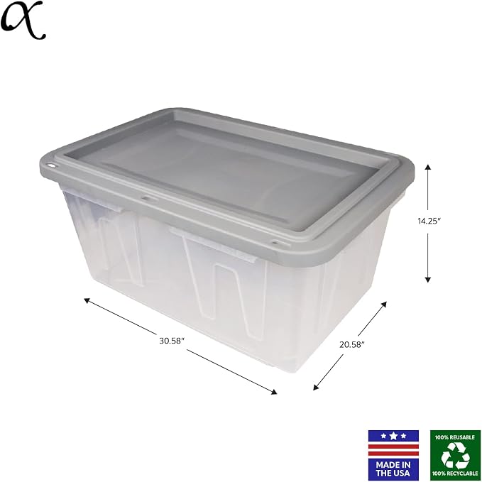 CX BLACK & YELLOW�, 27-Gallon Heavy Duty Clear Storage Container & Snap-Tight Lid, (14.3�H x 20.6�W x 30.6�D), Weather-Resistant, Stackable, See-Through Organization Tote [2 Pack]