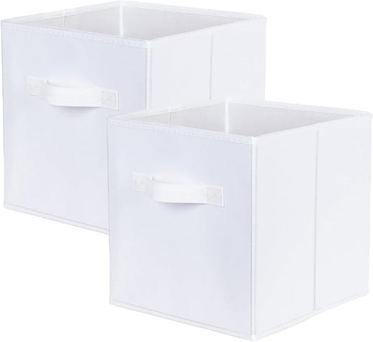 ShellKingdom Storage Bins, Foldable Fabric Storage Cubes And Cloth Storage | Storage Organizer For Closet And Toys, 10.5x10.5x11 INCH, 2 Pack (White)