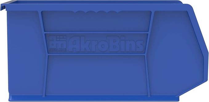 Akro-Mils 30240 AkroBins Plastic Storage Bins, 15"x8"x7", Blue, 12-Pack | Space-Saving Stackable Bins for Garage, Pantry, Craft Organization
