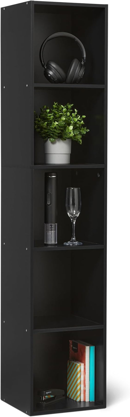 Amazon Basics 5-Cube Bookcase Compatible with Fabric Storage Cube Organizers, Black | Compatible with Fabric Storage Cube Organizers