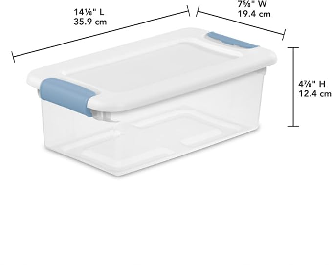 Sterilite 12-Pack Latching Box, Under Bed Storage Bins with Lids, Clear Plastic, 6 Quart - Heavy-Duty Organizing Containers for Closet, Bathroom, and Office | Heavy-Duty and Stackable Plastic Containers with Latches for Closet, Cabinet, Bedroom, Bathro...