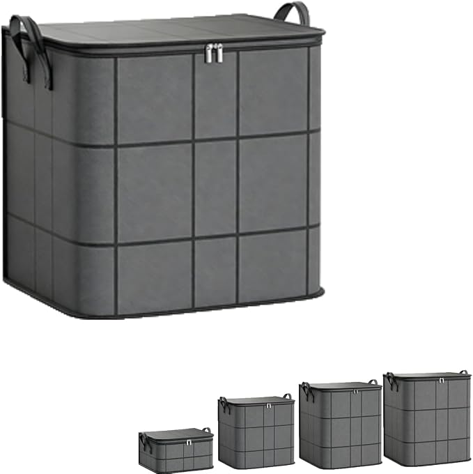Spacious Moving Storage Bin, Zippered Organizer,XXL Foldable Storage Bags (1PCS, Large)