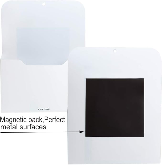 Marbrasse 2 Pack Magnetic File Holder - Paper Holder, Pocket Organizer,Hanging Wall File Organizer Office Supplies Storage, Magazine Mail Organizer Case for Notebooks,Planners,Letter (2 Pack)