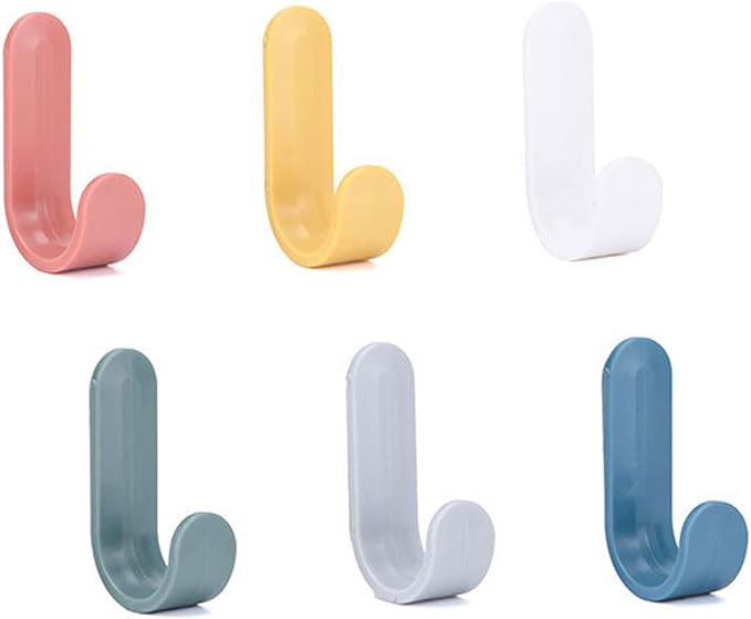 Ducige Adhesive Hooks Utility Wall Hooks Key Hooks for Wall Decorative Key Holder Rack Self Adhesive Wall Hooks for Towels, Hats, Shower, Kitchen, Living Room, Office(6 Pcs)