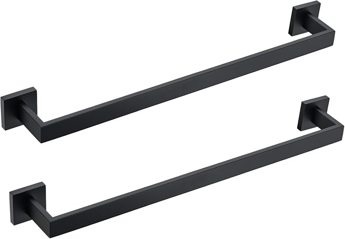 BANOLUX Towel Rack, 16-Inch Single Towel Bars for Bathroom, Towel Racks for Bathroom Wall Mounted SUS304 Stainless Steel Hand Towel Holder Heavy Duty, Matte Black Towel Bar 2 Pack, A7-TB-MB-16IN-2Pack