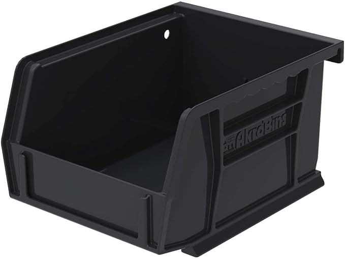 Akro-Mils 30210 AkroBins Plastic Storage Bins, 5"x4"x3", Black, 24-Pack | Space-Saving Stackable Bins for Garage, Pantry, Craft Organization