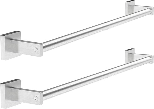 MKO Towel Bar for Bathroom, 24" Wall Mounted Towel Rack, Brushed Nickel | Hand Towel Holder Rod with Heavy-Duty Stainless Steel for Bathroom Kitchen Hanger, 2 Pack Value