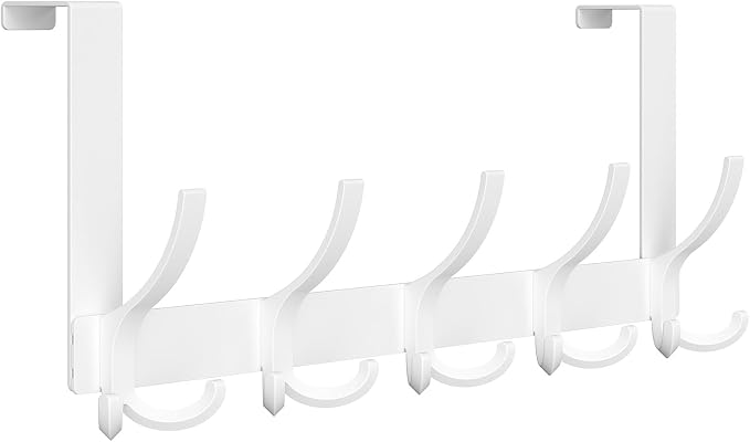 Optish Door Hanger Hook, Over The Door Hooks for Hanging, Over The Door Towel Racks for Bathroom (1Pack, White, Fit 1-3/4" Doors)
