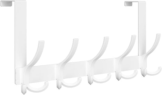 Optish Door Hanger Hook, Over The Door Hooks for Hanging, Over The Door Towel Racks for Bathroom (1Pack, White, Fit 1-3/4" Doors)