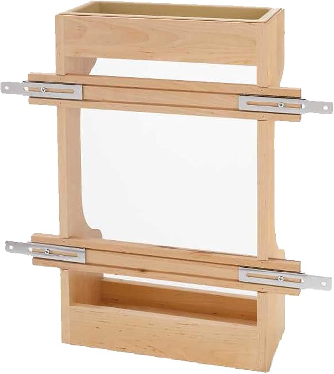 Rev-A-Shelf Dual Shelf Under Sink Organizer for Kitchen and Bathroom Cabinets, 30" Sink Base Vanity Storage, Inside Door Mount, Maple Wood, 4SBSU-15