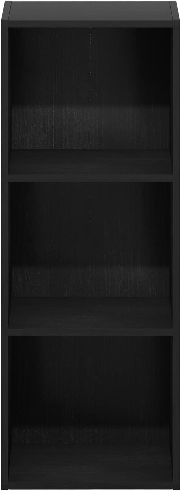 Furinno PASIR Book Shelf, 3-Tier Open Shelves Bookshelf, Bookcase, 9 x 12 x 32, for Living Room, Bedroom, Home Office, Darkwood