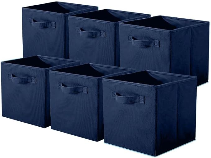 ShellKingdom Storage Bins, Foldable Fabric Storage Cubes And Cloth Storage | Storage Organizer For Closet And Toys, 10.5x10.5x11 INCH, 6 Pack (Dark Blue)