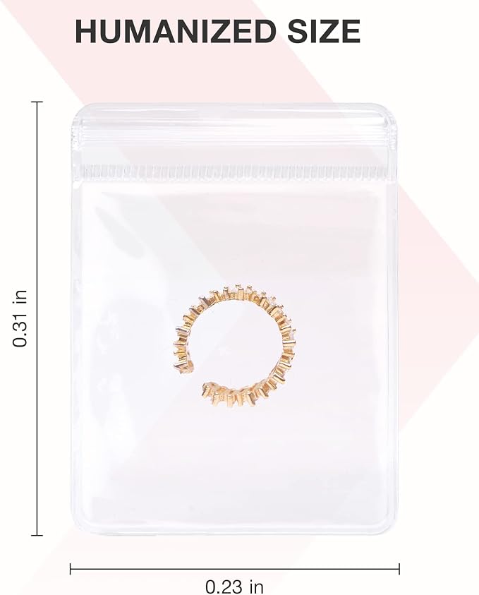 BAGSMART Jewelry Bags 50 Pcs Small Ziplock Rings Bags 2 x 3 Inch PVC Earring Packaging Sealing Zipper Clear Plastic Pouch Transparent Jewelry Organizer (Hanging Bag Is Not Included)