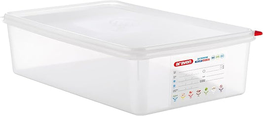Araven Airtight Container, Food Pan with Lid for Storage in Kitchen and Restaurant, Full Size 4" Deep, 1 Count, Clear