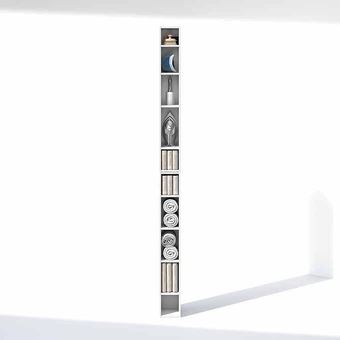 Furinno Fulda 10-Tier Closet Organizers and Storage, Open Shelf, Storage Organizer, 6-Inch Width, for Closet, Bedroom, White