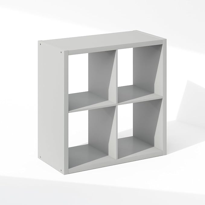 Furinno Cubic Extra Thick 4-Cube Closet Organizers and Storage, Light Grey | 14.6 x 30 x 30 in, Open Shelf Closet Storage, Closet Organizer, for Wardrobe, Bedroom, Living Room