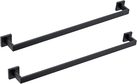 BANOLUX Towel Rack, 32-Inch Single Towel Bars for Bathroom, Towel Racks for Bathroom Wall Mounted SUS304 Stainless Steel Hand Towel Holder Heavy Duty, Matte Black Towel Bar 2 Pack, A7-TB-MB-32IN-2PACK
