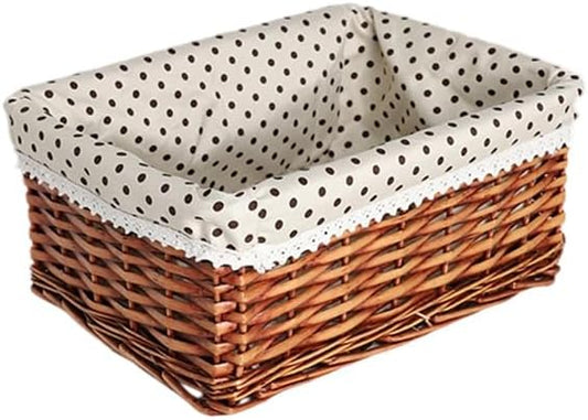 Handwoven Brown Storage Basket ， Durable Wicker and Linen, Multi-purpose Home Décor. (Ts)