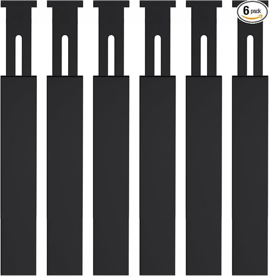 Bamboo Drawer Dividers, Adjustable Drawer Organizers, Fits 17.6–21" Drawers | 2.5" High, 6 Pack Expandable Drawer Separators for Kitchen, Nursery, Dressers & Office Storage, Black
