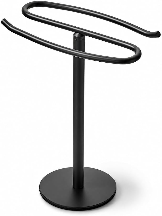 Matte Black Hand Towel Holder Stand,13 Inch Free-Standing Towel Rack, SUS304 Stainless Steel Towel Bar Rack Stand, Tower Bar for Bathroom Kitchen Vanity Countertop…