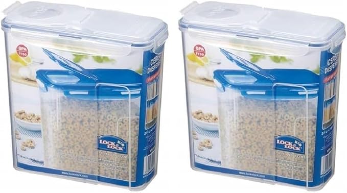 LOCK & LOCK Easy Essentials Food lids (flip-top) / Pantry Storage/Airtight containers, BPA Free, top-16.5 Cup-for Cereal, Clear (Pack of 2)