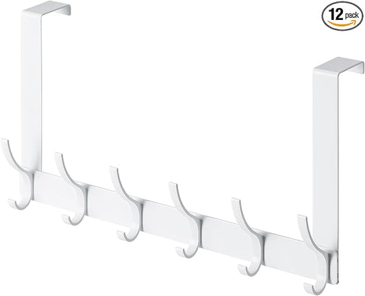 Over The Door Hooks,Door Hanger Hooks for Hanging (White, Fit 1-3/4" Doors) | Sturdy Door Hanger,Towel Racks for Bathroom with 12 Coat Hook,Coat Rack,Large Over The Door for Bathroom,Bedroom,Kitchen ﻿