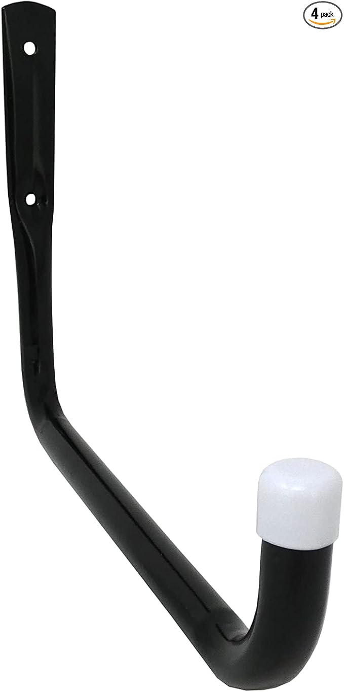 Shepherd Hardware 8091E Heavy Duty Steel 10-Inch Garage Storage Utility Hooks, 4 Pack, Black