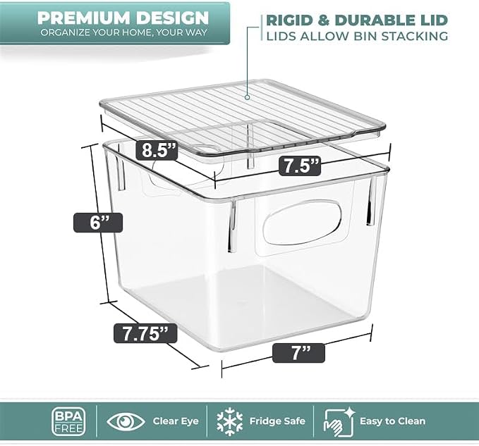 Sorbus Medium Plastic Storage Bins with Lids, Stackable, Toy, Clothes, Medicine, Makeup, Closet, Art Supply, Bathroom, Shoe, Toy Storage Organizer (8 Pack)