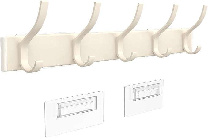 MIAOW Over The Door Hooks, Strong Adhesive Hanger Shower Towel Racks White | 10 Coat Hook for Shower Bathroom, Detachable Adhesive Hook Not Damage Door, Save Space, No Noisy, Adjustable Height for All