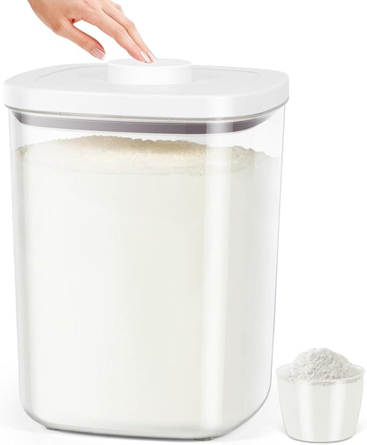 TBMAXS Airtight Rice Container 20 Lbs, Clear PET Plastic Food Storage Container Bin For Flour Sugar, Dry Food Holder with Easy Locking Lid for Kitchen Pantry Organization and Storage