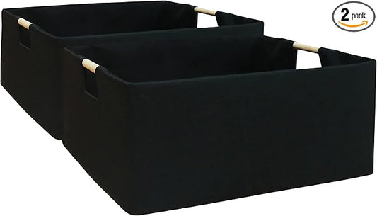 Storage Bin for Shelves Rectangle Closet Baskets Foldable Box with Handles Black Storage Boxes for Home Office Car Dormroom