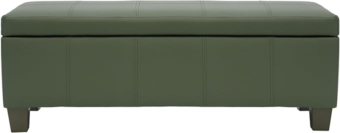 51 Inch Storage Ottoman, Storage Bench with Safety Hinge, Upholstered Synthetic Leather Ottoman Bench for Bedroom, Living Room, Entryway, Hallway, Foot Rest, Support 500lbs