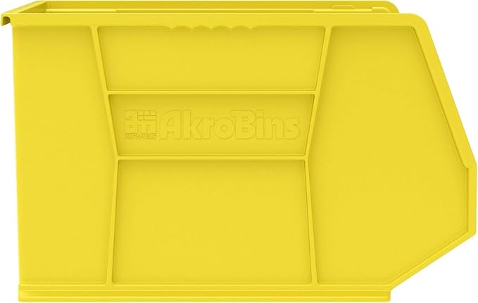Akro-Mils 30270 AkroBins Plastic Storage Bins, 18"x16"x11", Yellow, 3-Pack | Space-Saving Stackable Bins for Garage, Pantry, Craft Organization