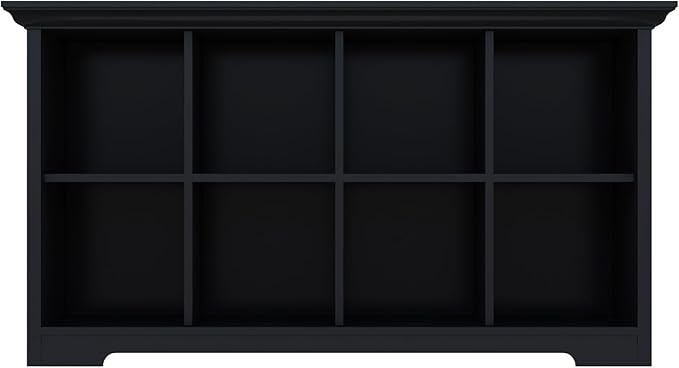 OSCHF 8-Cube Open Bookcase with Base, 2-Tier Low Cabinet, Black | Curved Base, Crown Molding, Fits 11×11" Bins, Modern Bookshelf for Living Room, Bedroom, Home Office, TV Stand Storage