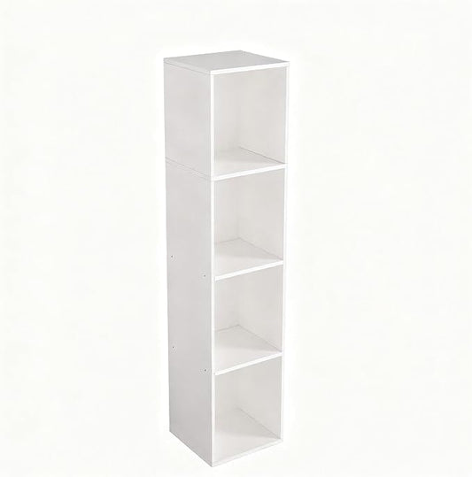 4 Cube Storage Organizer, Cube Shelf, Freestanding 4 Tier Open Shelf Bookcase for Home Office, Bedroom, Living Room, Study, White