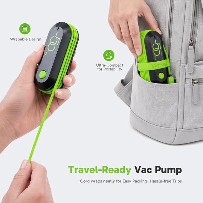 Vacbird Travel Vacuum Bags with USB Electric Pump, 18 Pack Vacuum Bags for Travel, Compression Vacuum Packing Bags for Luggage & Suitcase, Space Saving Travel Bags for Clothes and Clothing,Carry-On | Compression Vacuum Packing Bags, For Luggage & Suitc...