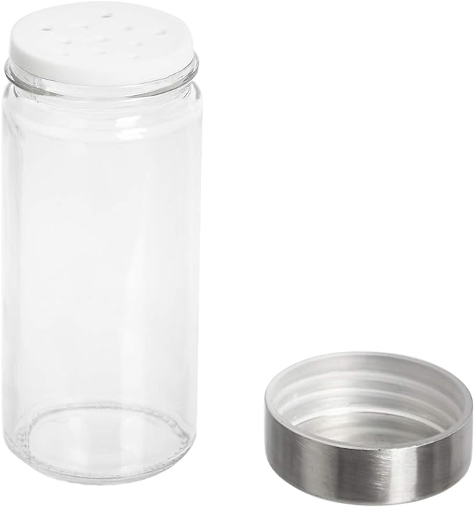 Amazon Basics 20 Jars Spice Rack Organizer, Space-Saving Kitchen Organizer with Glass Spice Jars, Sturdy, Silver