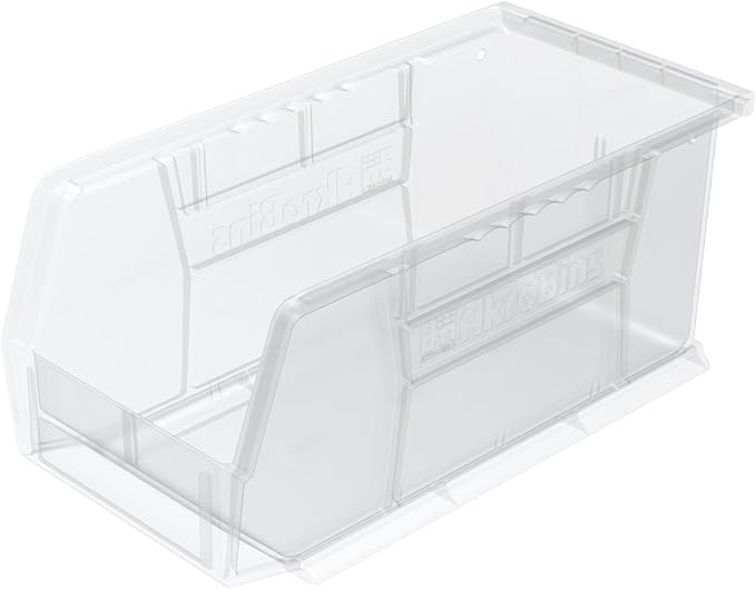Akro-Mils 30230 AkroBins Plastic Storage Bins, 11"x5"x5", Clear, 12-Pack | Space-Saving Stackable Bins for Garage, Pantry, Craft Organization