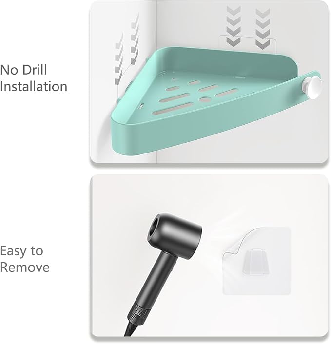 Sotfamily Plastic Shower Caddy Corner (for 90° Only), 4 Pack, Turquoise | Adhesive Corner Shower Shelves for Bathroom Organizers and Storage, Bathroom Decor, No Drill, Rust Free