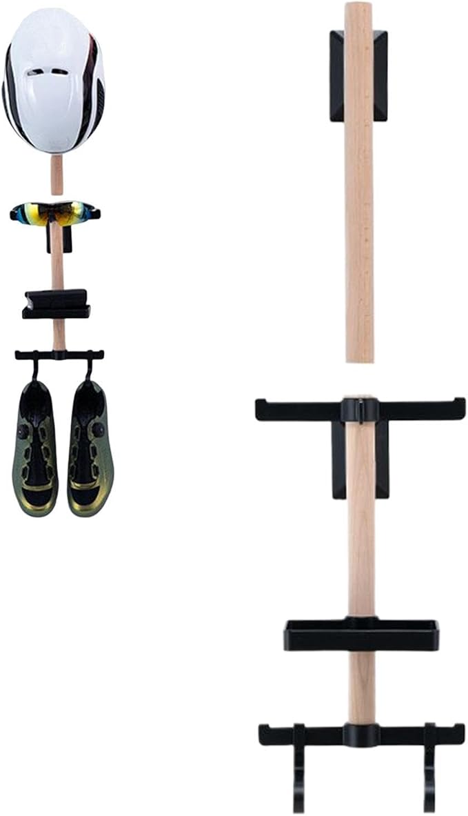 Bicycle Helmet Storage - Wall Mounted Organizer Hanger, Steel Hook Bracket, Multi Gear Holder Cycling Accessories, Space Saving Vertical Rack | Protective Display Solution for Home Garage