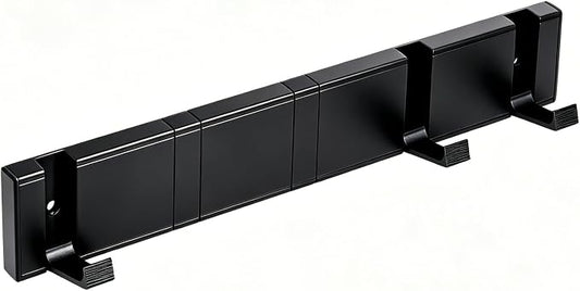 Wall Coat Rack with 5 Foldable Hooks, Black Metal Coat Hooks Hanger | Heavy-Duty Metal, Space-Saving Flip-Down Hooks, Easy Wall Mount, Ideal For Entryway, Bathroom Or Behind Doors