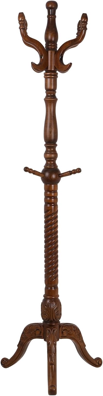 Bekrvio Freestanding Coat Rack Stand with 8 Hooks, 79", Premium Ash Wood | Heavy Duty, Floor Standing, For Entryway Corner, Hallway, Bedroom, Load 160lbs