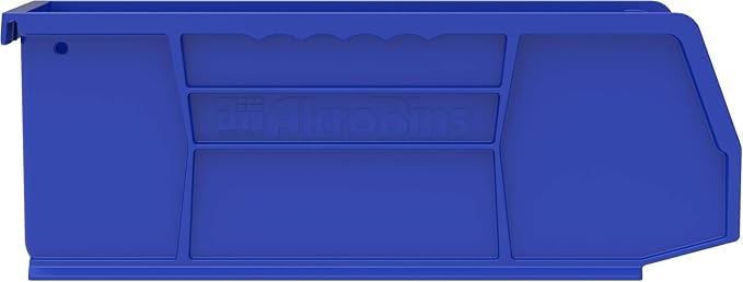Akro-Mils 30224 AkroBins Plastic Storage Bins, 11"x 4"x 4", Blue, 12-Pack | Space-Saving Stackable Bins for Garage, Pantry, Craft Organization
