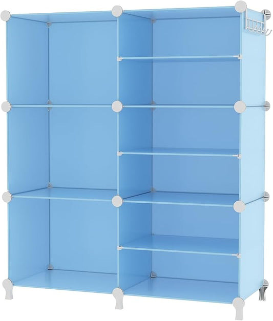 AWTATOS 6 Cube Closet Organizer Storage Shelves,Blue | Portable Closet Clothes Organizers Storage Shelf DIY Stackable Cubby Shelving for Closet Bedroom Living Room Office